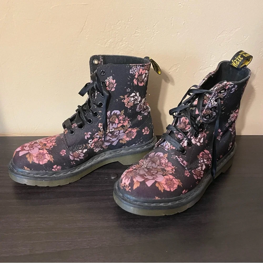 Doc Martens Floral Boots with Black Satin Laces - Picture 5 of 5